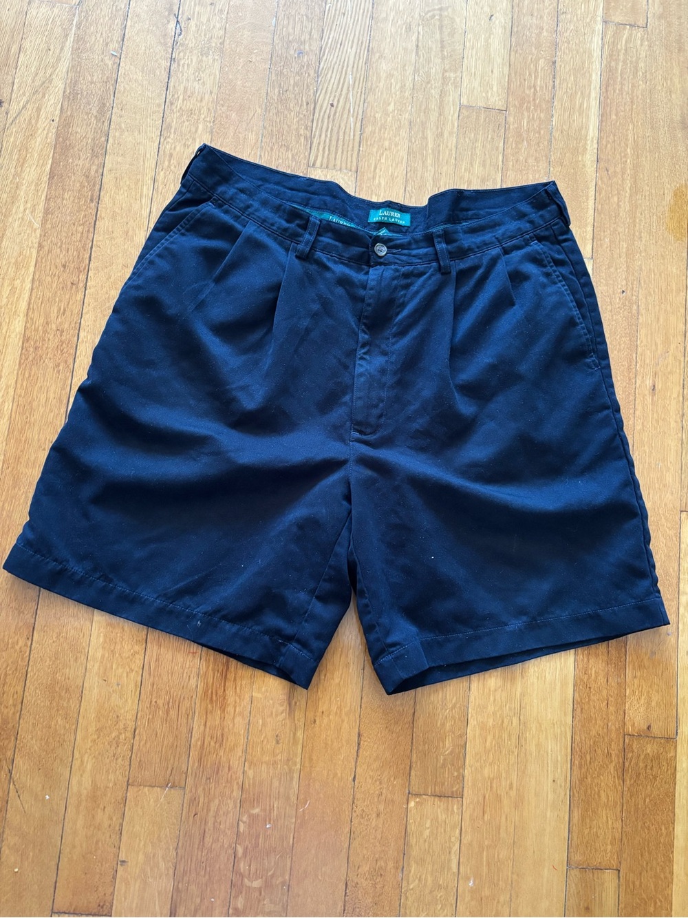 Polo by Ralph Lauren Navy Pleated Cotton Shorts